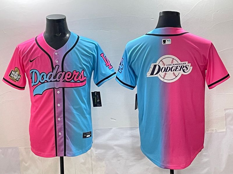 Men 2025 Los Angeles Dodgers Blank Blue pink Game Nike MLB Jersey style 0021